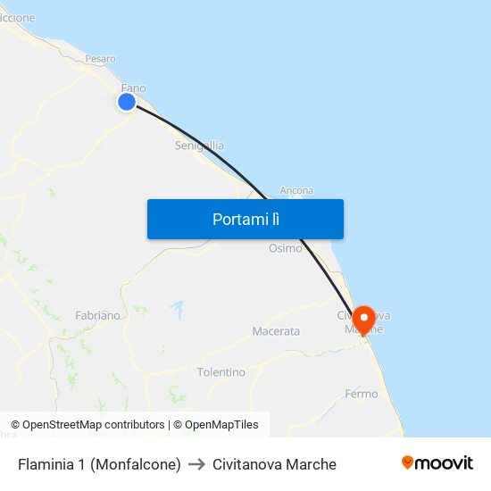 Flaminia 1 (Monfalcone) to Civitanova Marche map