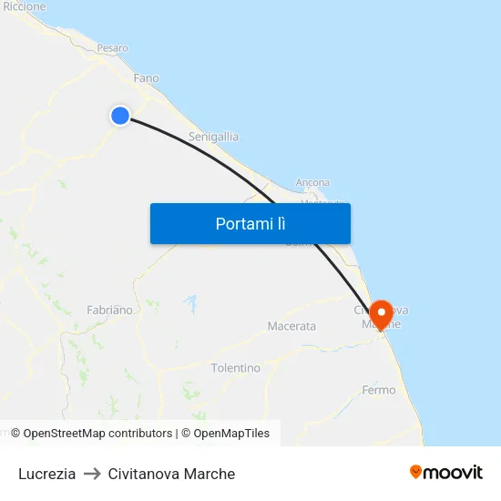 Lucrezia to Civitanova Marche map
