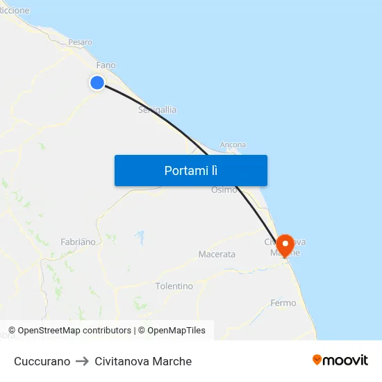 Cuccurano to Civitanova Marche map
