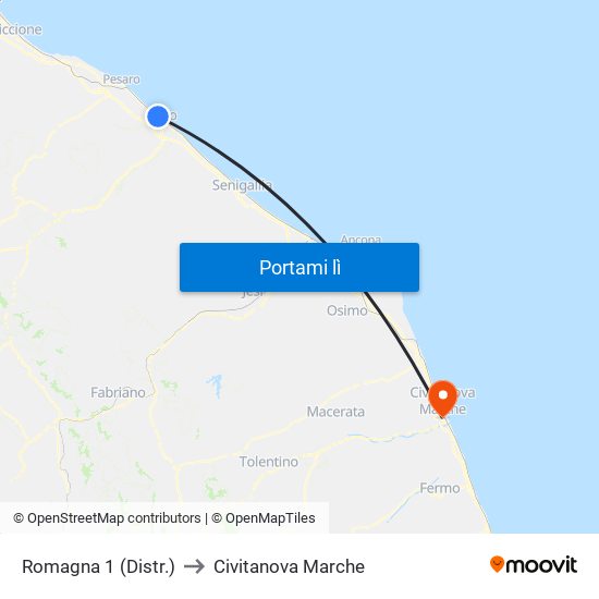 Romagna 1 (Distr.) to Civitanova Marche map