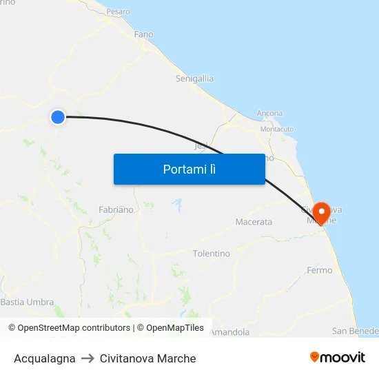Acqualagna to Civitanova Marche map