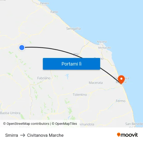 Smirra to Civitanova Marche map