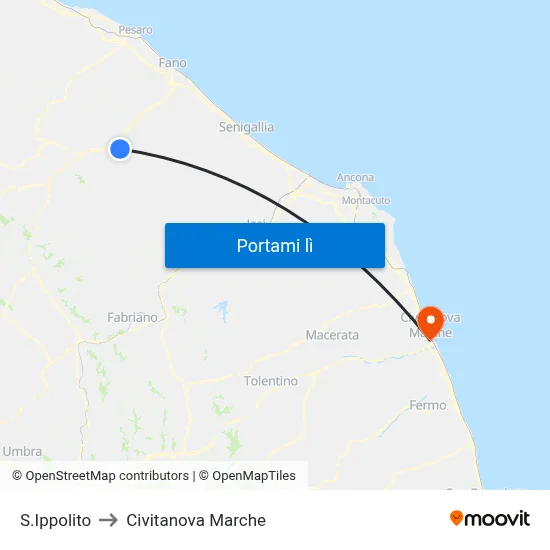 S.Ippolito to Civitanova Marche map