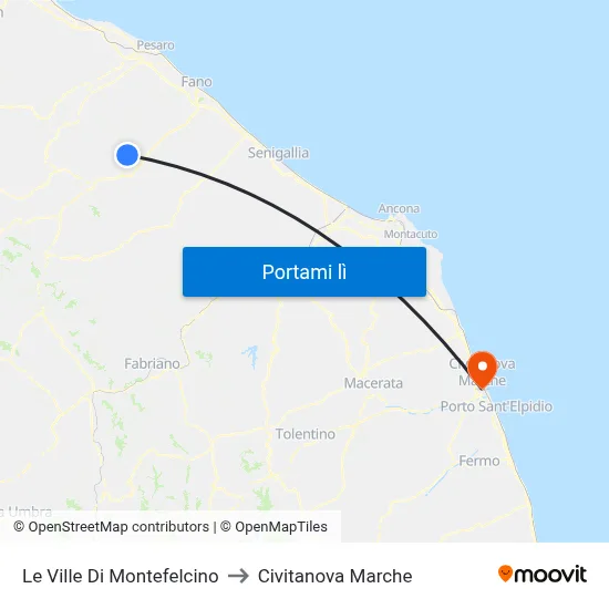 Le Ville Di Montefelcino to Civitanova Marche map