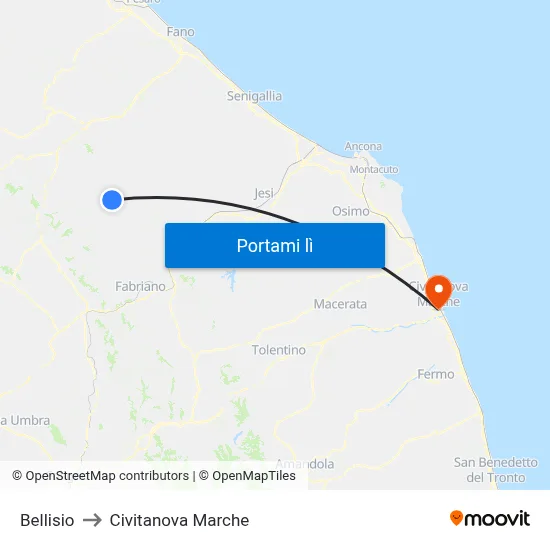 Bellisio to Civitanova Marche map