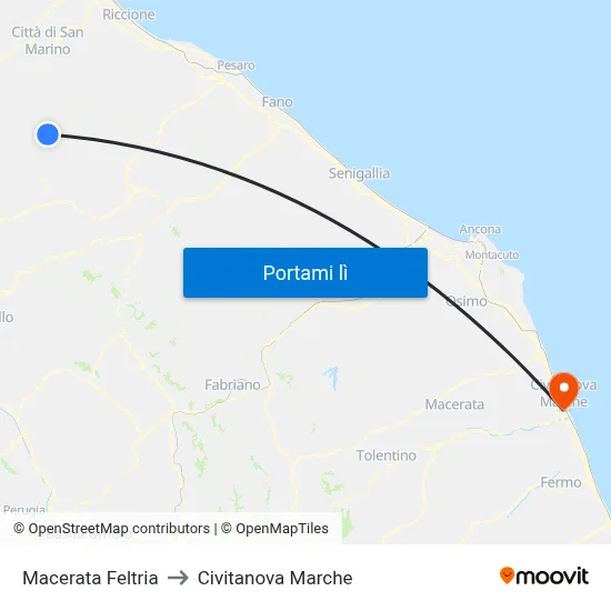 Macerata Feltria to Civitanova Marche map