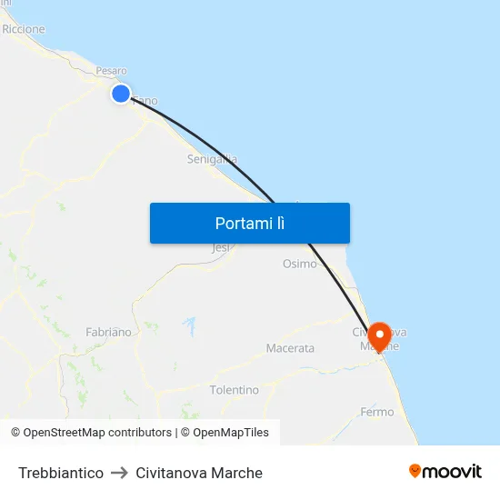 Trebbiantico to Civitanova Marche map