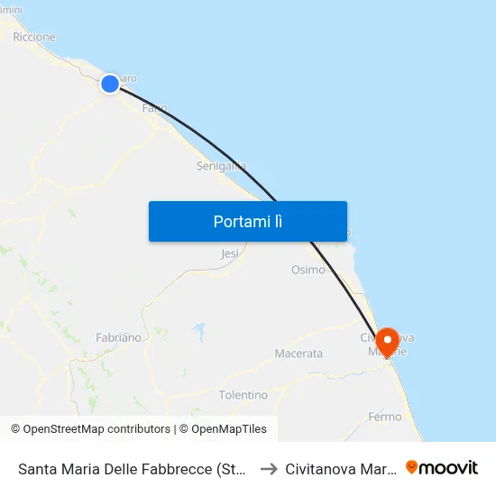 Santa Maria Delle Fabbrecce (Stallo H) to Civitanova Marche map