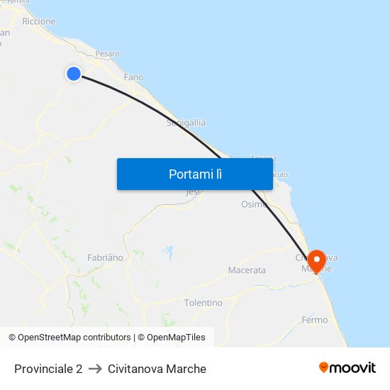 Provinciale 2 to Civitanova Marche map