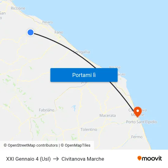 XXI Gennaio 4 (Usl) to Civitanova Marche map