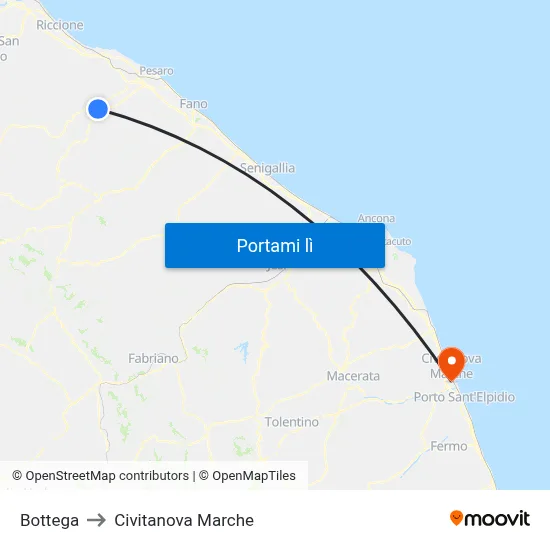 Bottega to Civitanova Marche map