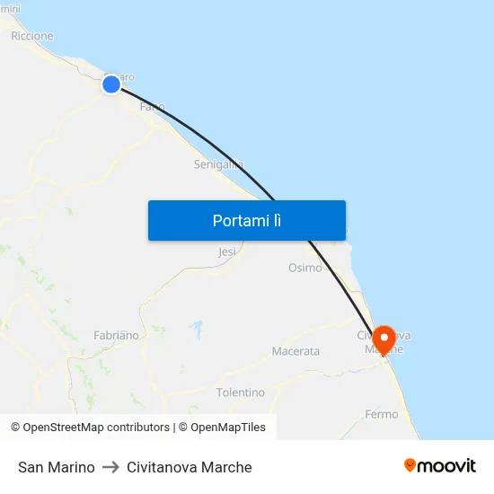 San Marino to Civitanova Marche map