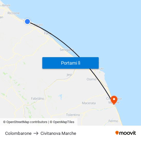 Colombarone to Civitanova Marche map