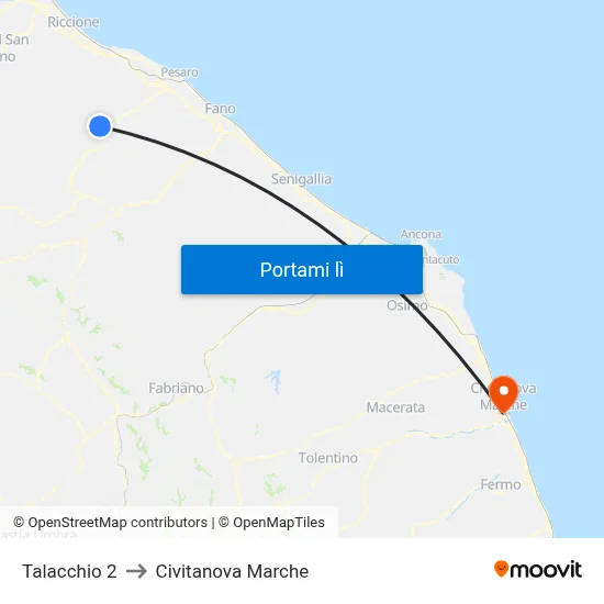 Talacchio 2 to Civitanova Marche map