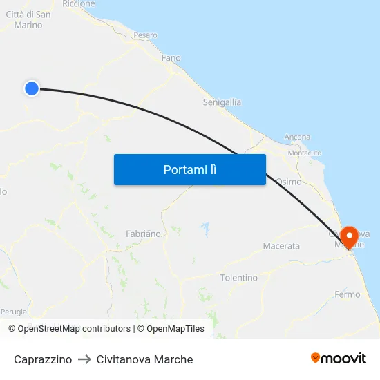 Caprazzino to Civitanova Marche map