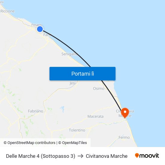 Delle Marche 4 (Sottopasso 3) to Civitanova Marche map