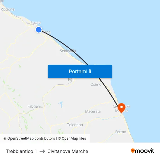 Trebbiantico 1 to Civitanova Marche map