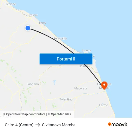 Cairo 4 (Centro) to Civitanova Marche map