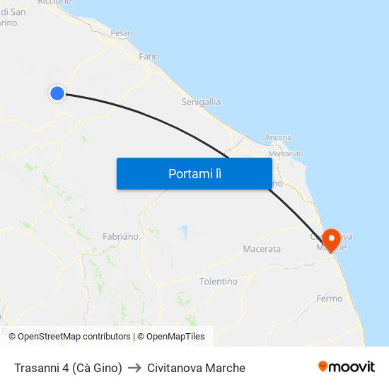 Trasanni 4 (Cà Gino) to Civitanova Marche map