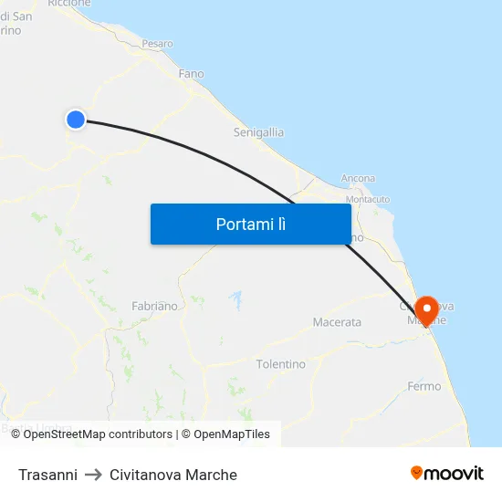 Trasanni to Civitanova Marche map