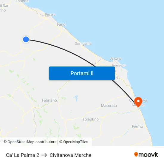 Ca' La Palma 2 to Civitanova Marche map