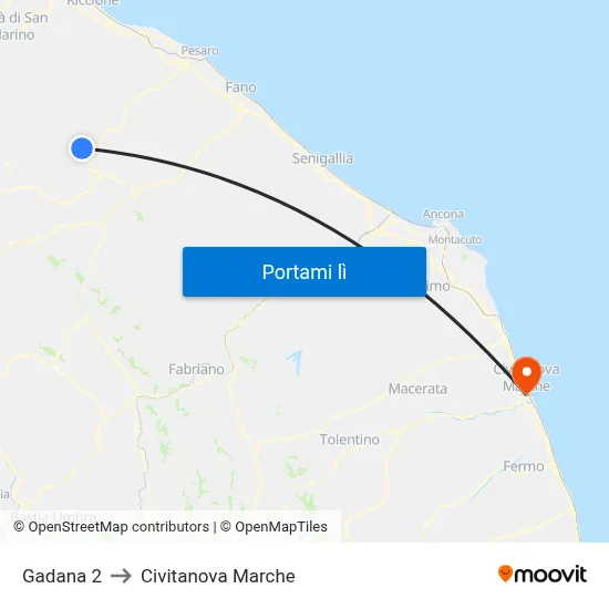 Gadana 2 to Civitanova Marche map