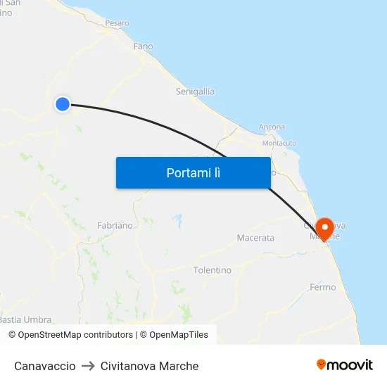 Canavaccio to Civitanova Marche map
