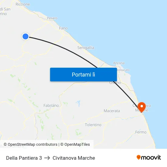 Della Pantiera 3 to Civitanova Marche map