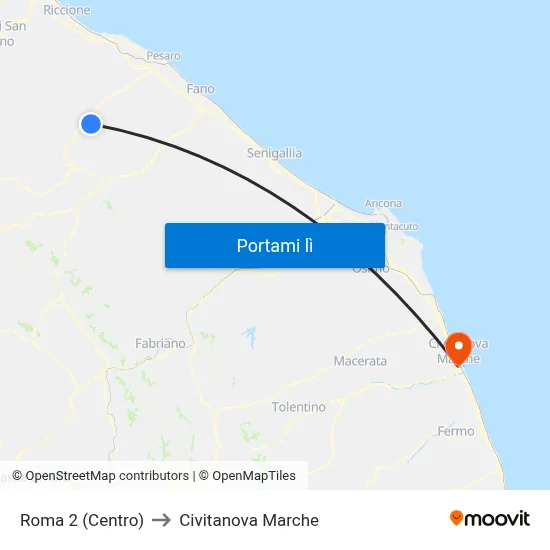 Roma 2 (Centro) to Civitanova Marche map