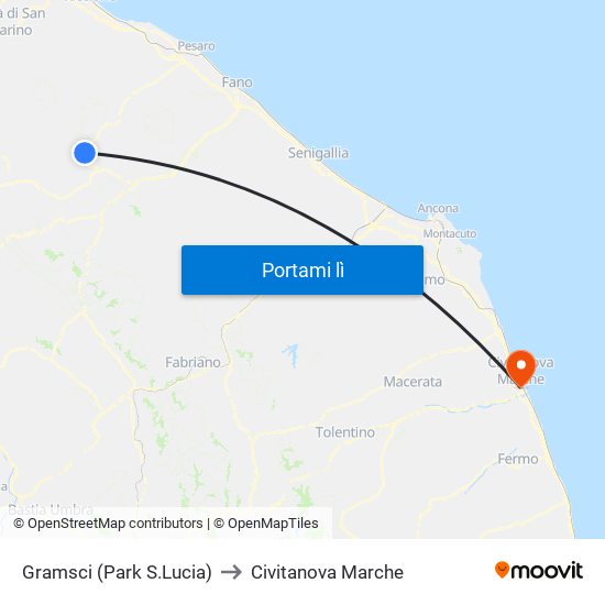 Gramsci (Park S.Lucia) to Civitanova Marche map