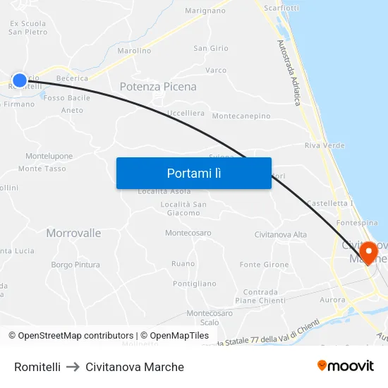 Romitelli to Civitanova Marche map