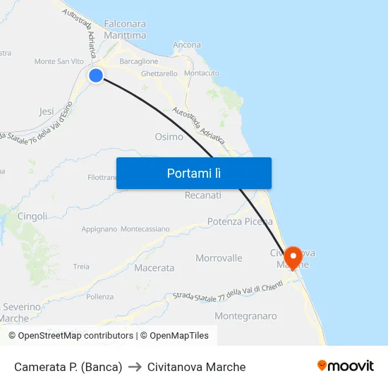 Camerata P. (Banca) to Civitanova Marche map