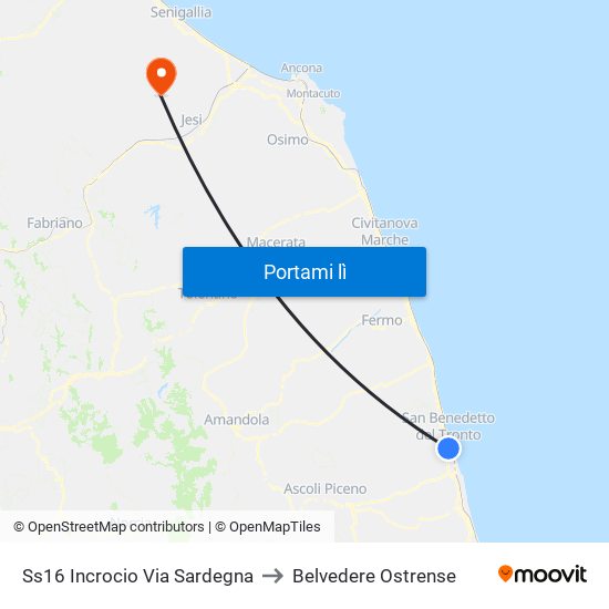 Ss16 Incrocio Via Sardegna to Belvedere Ostrense map