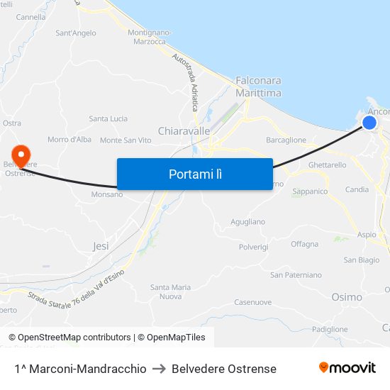 1^ Marconi-Mandracchio to Belvedere Ostrense map