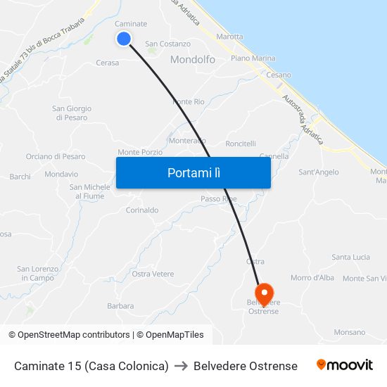 Caminate 15 (Casa Colonica) to Belvedere Ostrense map