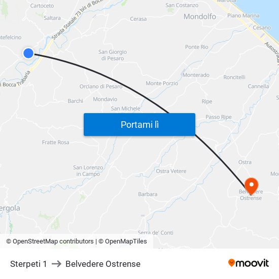 Sterpeti 1 to Belvedere Ostrense map