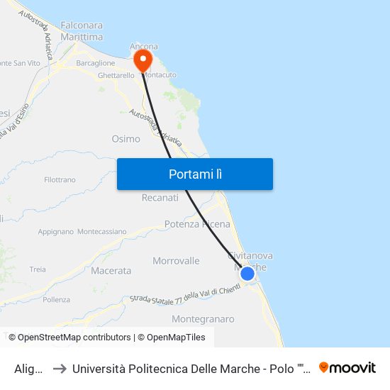 Alighieri 9 to Università Politecnica Delle Marche - Polo ""Alfredo Trifogli"" Monte Dago map