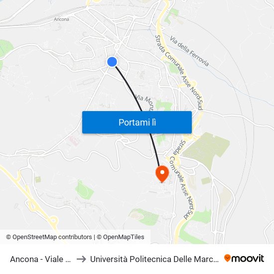 Ancona - Viale Cristoforo Colombo to Università Politecnica Delle Marche - Polo ""Alfredo Trifogli"" Monte Dago map