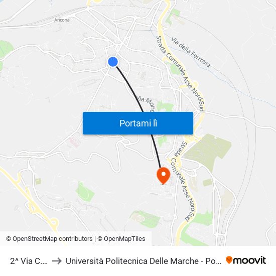 2^ Via C.Colombo to Università Politecnica Delle Marche - Polo ""Alfredo Trifogli"" Monte Dago map