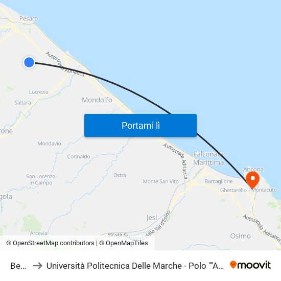 Bevano to Università Politecnica Delle Marche - Polo ""Alfredo Trifogli"" Monte Dago map