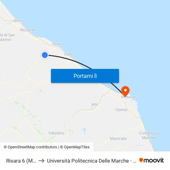 Risara  6  (Montelabbate) to Università Politecnica Delle Marche - Polo ""Alfredo Trifogli"" Monte Dago map