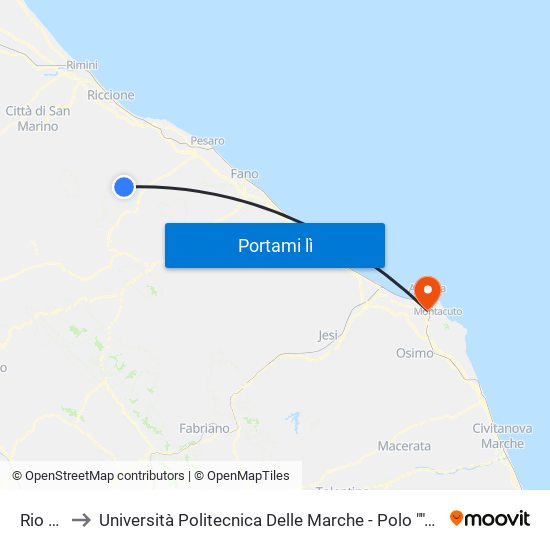 Rio Salso to Università Politecnica Delle Marche - Polo ""Alfredo Trifogli"" Monte Dago map