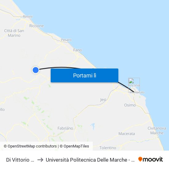 Di Vittorio 1 (Circ.Osp.) to Università Politecnica Delle Marche - Polo ""Alfredo Trifogli"" Monte Dago map