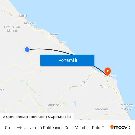 Ca' Gallo to Università Politecnica Delle Marche - Polo ""Alfredo Trifogli"" Monte Dago map