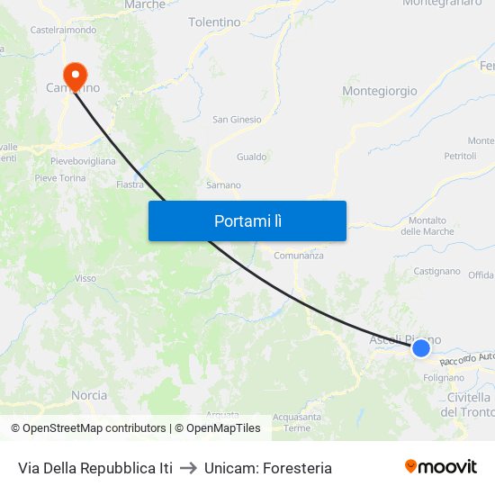 Via Della Repubblica Iti to Unicam: Foresteria map