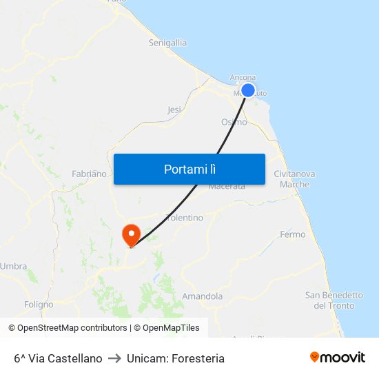 6^ Via Castellano to Unicam: Foresteria map