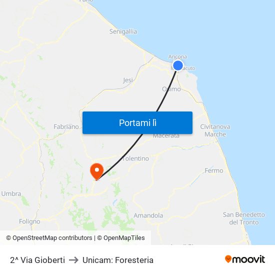 2^ Via Gioberti to Unicam: Foresteria map