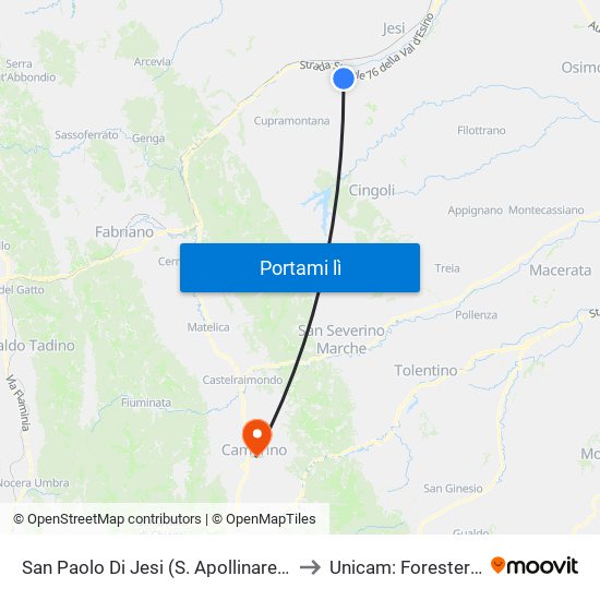 San Paolo Di Jesi (S. Apollinare)R to Unicam: Foresteria map