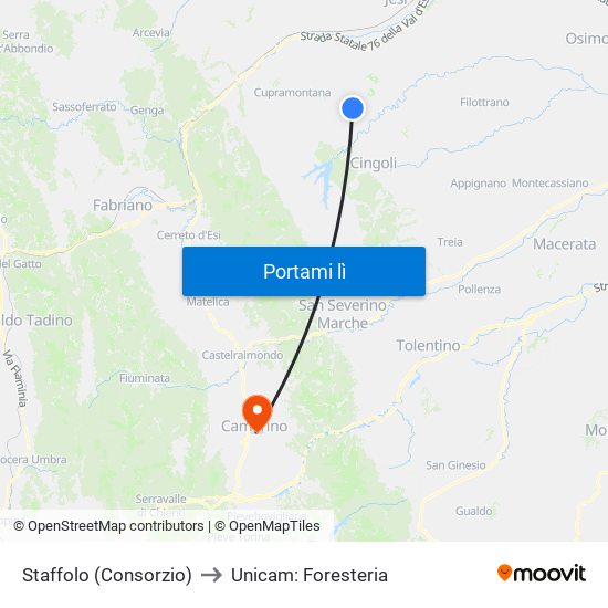 Staffolo (Consorzio) to Unicam: Foresteria map