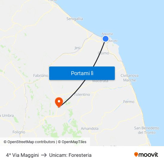 4^ Via Maggini to Unicam: Foresteria map